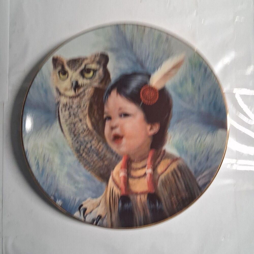 Pride of American Indians collector plate by Perillo NIB "Small and Wise" 1986